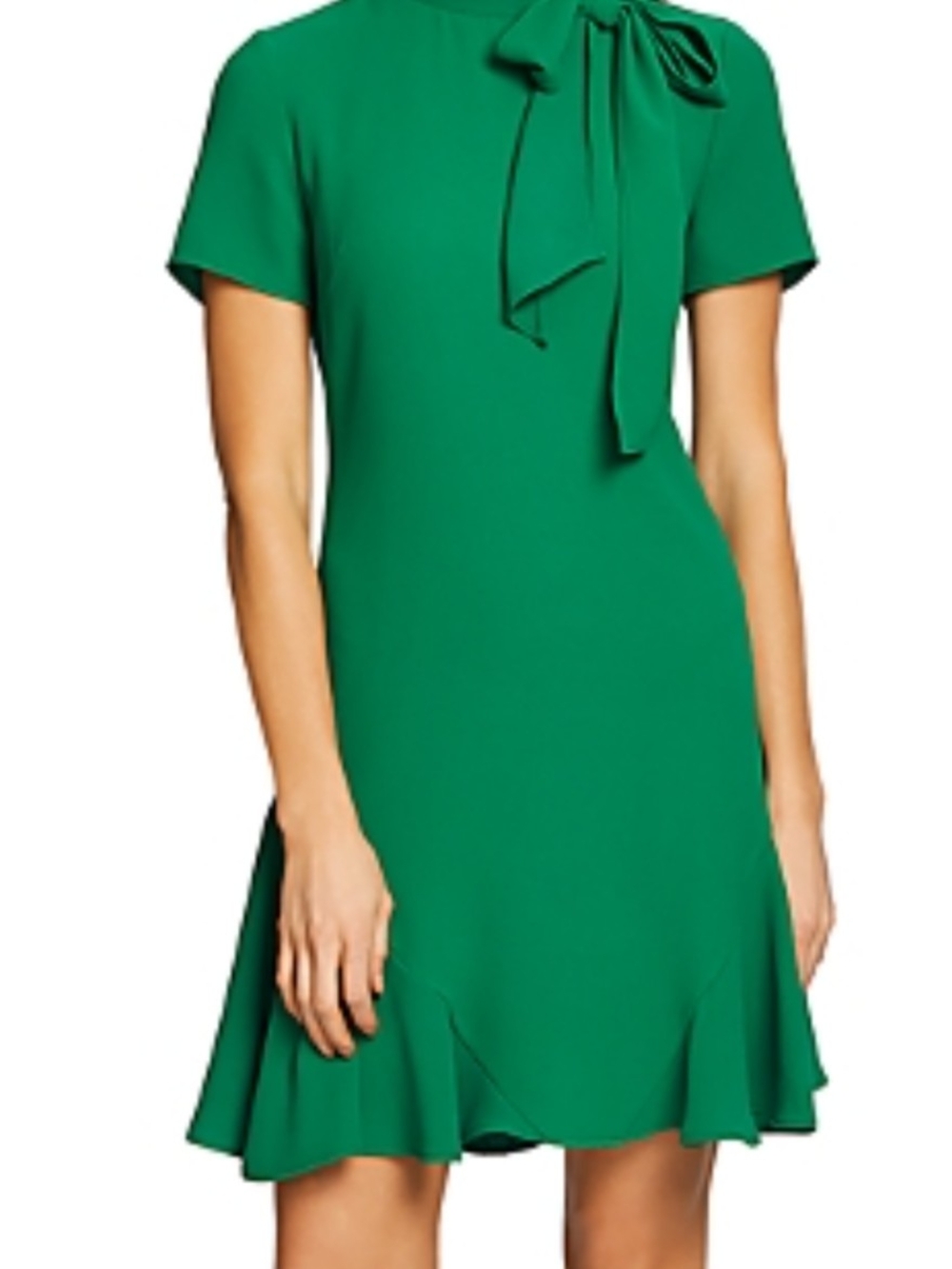 CeCe Emerald Green Tie-Neck Mini Dress